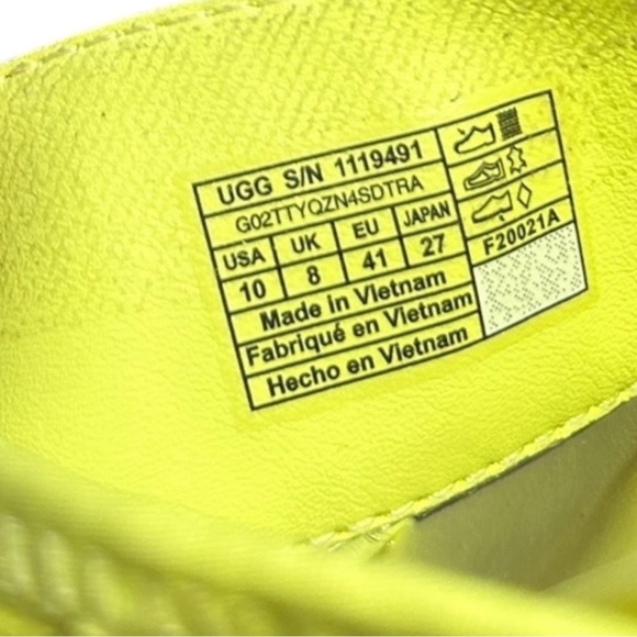 UGG Emily Mesh Slide Sandals sz 10  Pollen Yellow 1119491 Leather Footbed Sporty - Picture 5 of 6